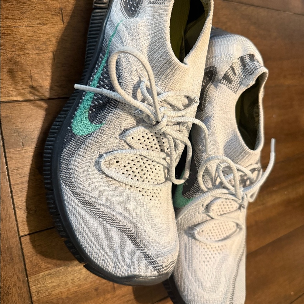 Nike Gray and Green Knit Sneakers